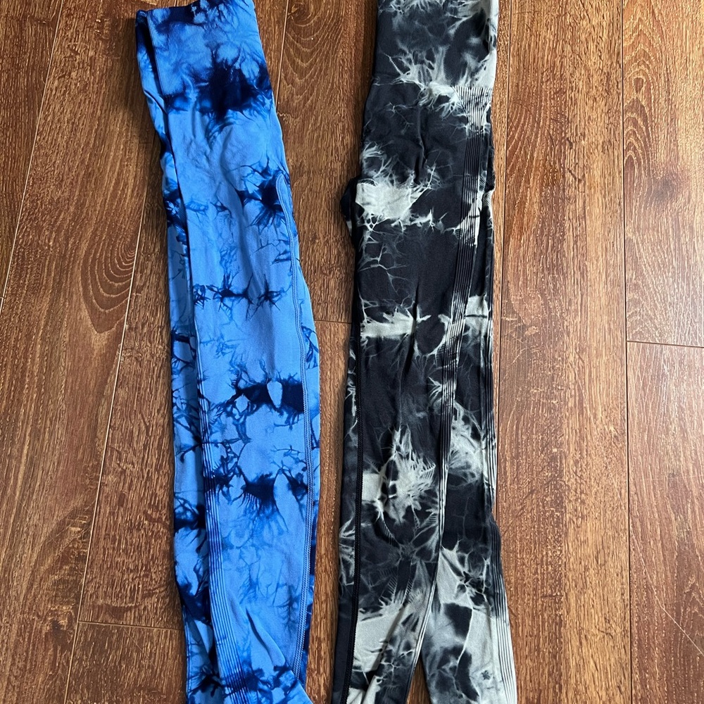 Kids Tie-Dye Leggings - Blue and Black